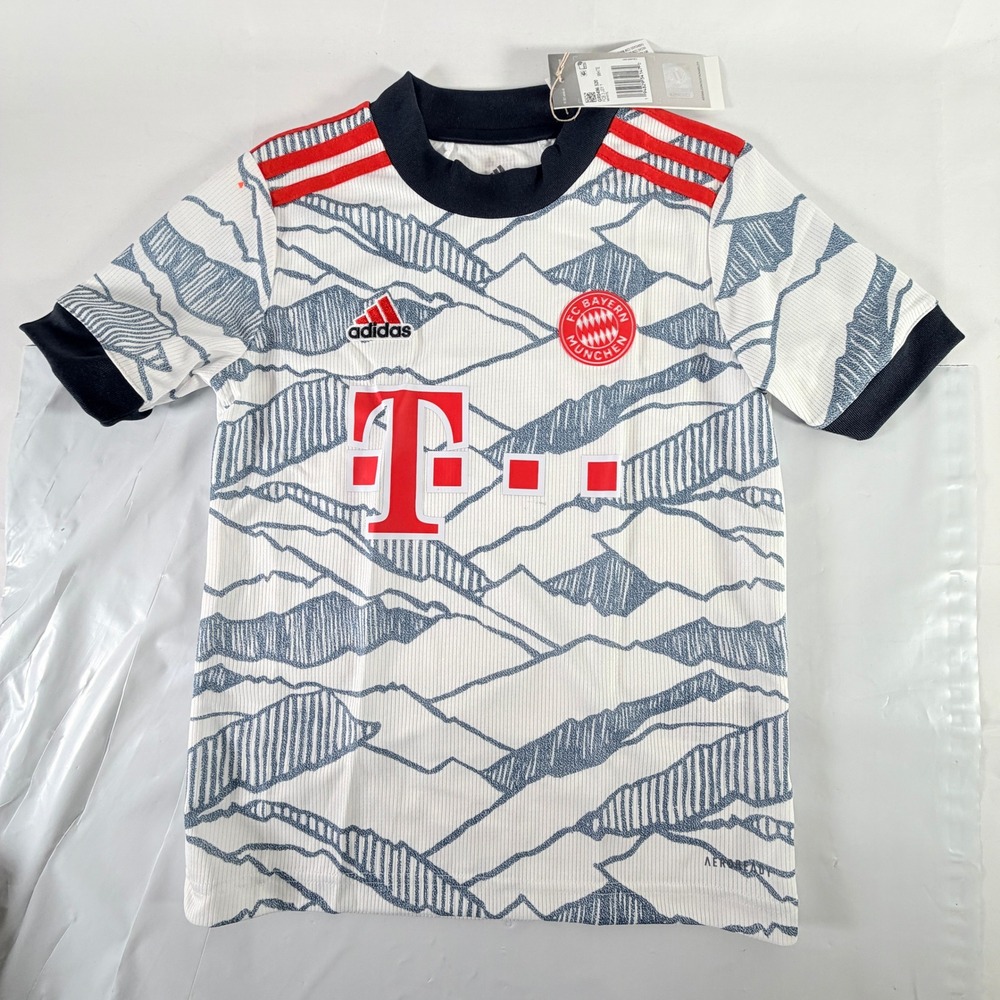 Adidas Kids FC Bayern Munich 21/22 Third Soccer Jersey White GR0496 Size 9-10Y